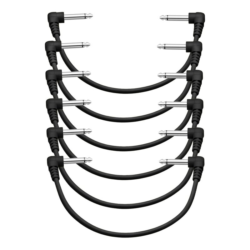 MAXCHEER Guitar Pedal Patch Cables,11 Inch, 1/4" TS Right Angled for Guitar Effect Pedal (Black 6) - Image 1